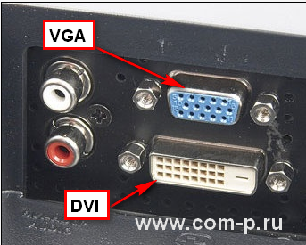 Разъемы VGA и DVI.