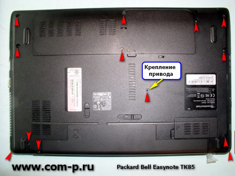 Разборка ноутбука packard bell