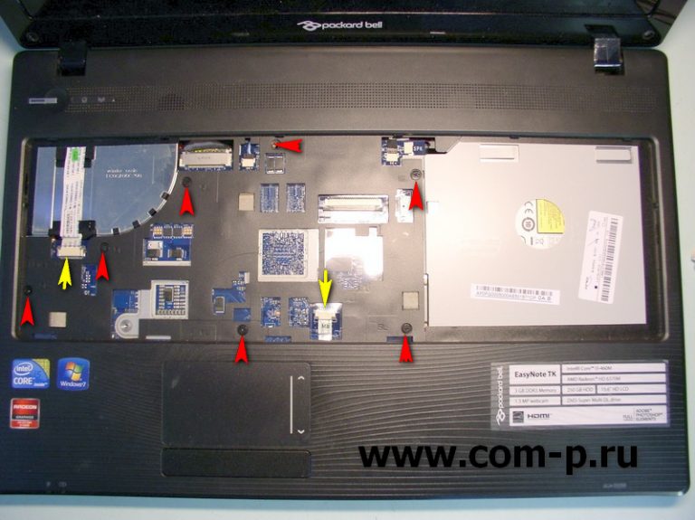 Разборка ноутбука packard bell new90