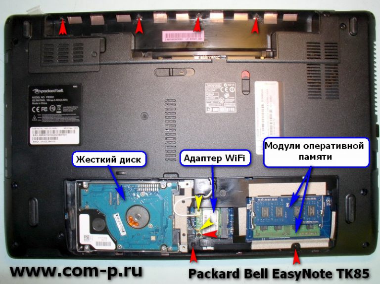 Разборка ноутбука packard bell